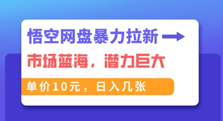 悟空网盘暴力拉新：一单10元，市场空白，日入几张-亮剑学堂
